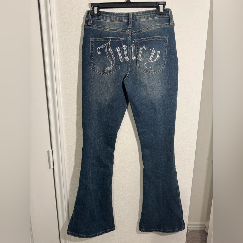 Juicy Couture Rhinestone Embellished “Juicy” Jeans Womens 7/28 Blue Y2K Vintage